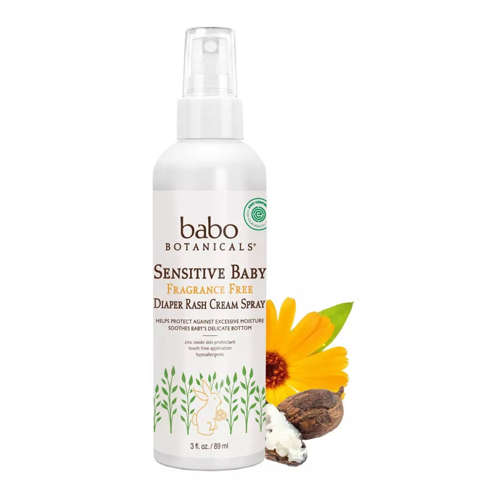 Babo Botanicals Sensitive Spray Diaper Cream, Fragrance Free, 3 Oz